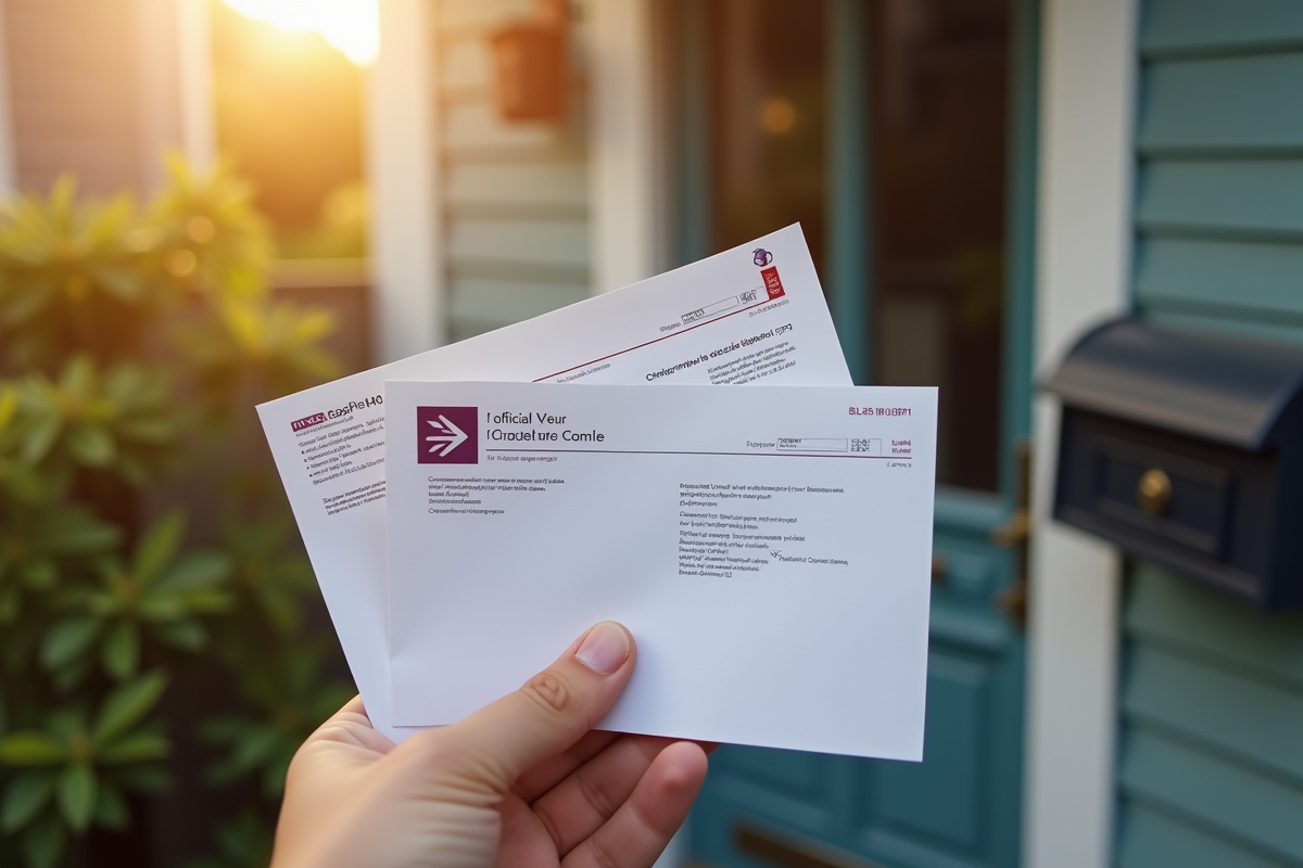 Mains tenant un lot de courrier postal avec notification de changement d