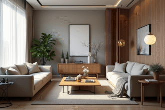 Petit salon moderne avec erreurs de décoration