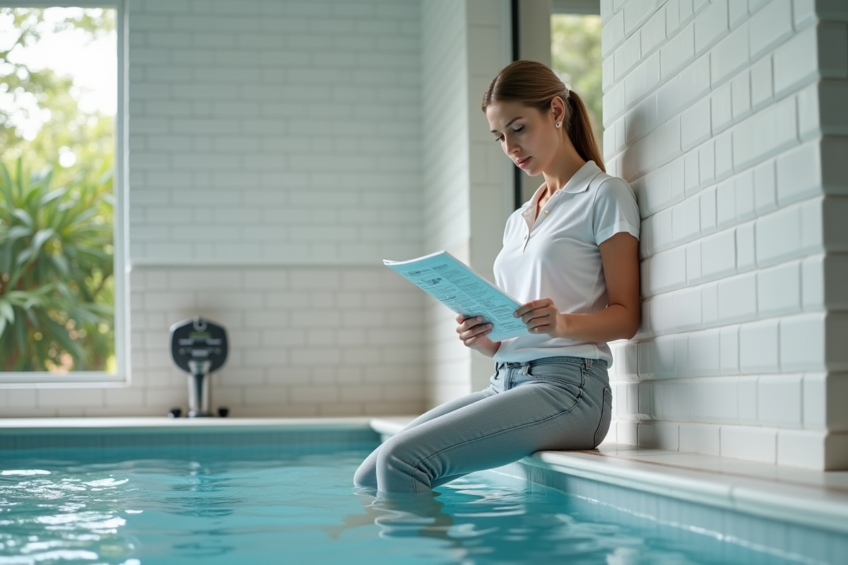 Femme lit un manuel près d