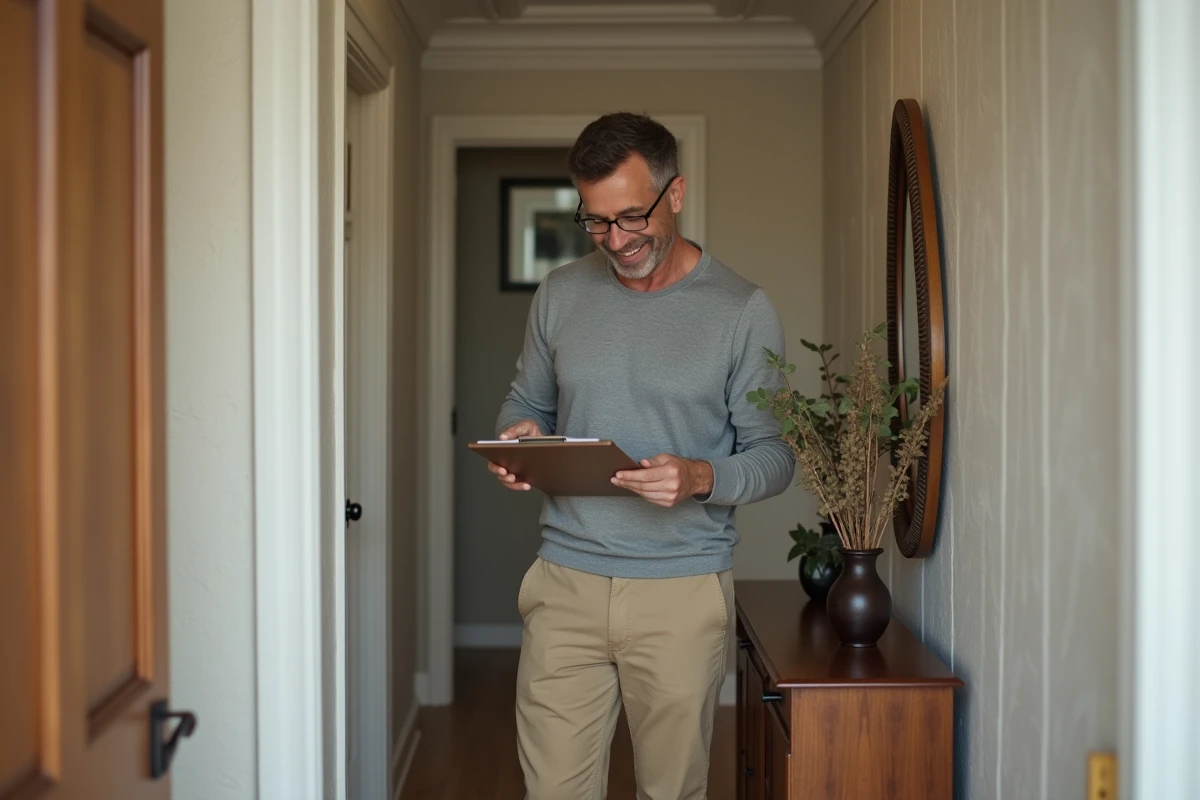 Homme vérifiant une console dans l