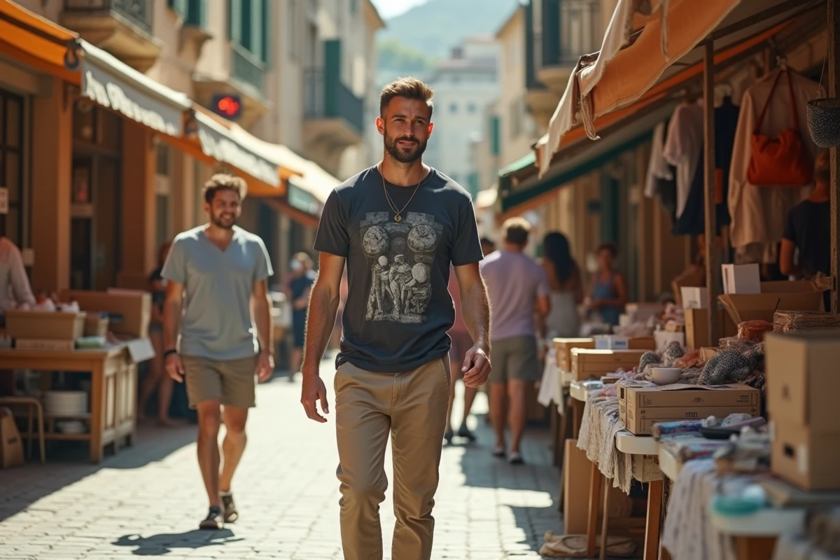 Jeune homme partant sans achat au videgrenier de Montpellier