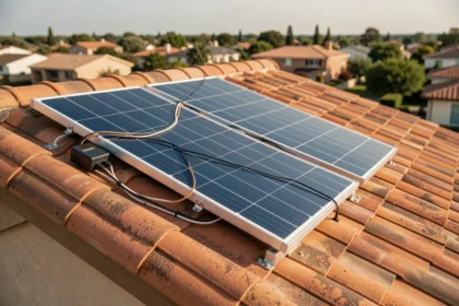 Kit solaire Beem installé sur un toit résidentiel avec panneaux monocristallins et micro-onduleur